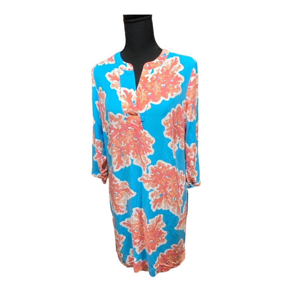 Crown & Ivy Deep Sky Blue Coral Print Tunic Cover-Up Size 6